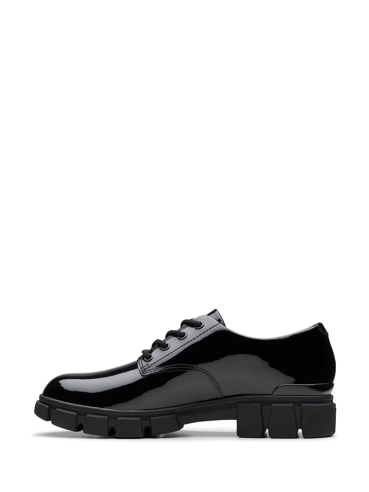 Clarks Black Wide Fit (G) Patent Evyn Lace Shoes - Image 2 of 7