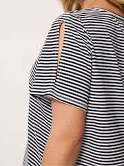 Yours Curve Black Stripe Swing T-Shirt - Image 4 of 6