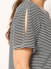 Yours Curve Black Stripe Swing T-Shirt - Image 5 of 6
