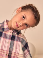 Pink 100% Cotton Check Cropped Shirt (3-16yrs) - Image 6 of 10