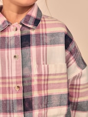 Pink 100% Cotton Check Cropped Shirt (3-16yrs) - Image 7 of 10