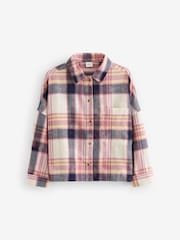 Pink 100% Cotton Check Cropped Shirt (3-16yrs) - Image 8 of 10