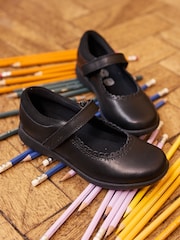 Clarks Black Standard Fit (F) Younger Girls Etch Pure Shoes - Image 1 of 8