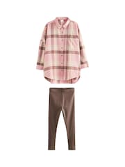 Pink Check 100% Cotton Shirt & Leggings Set (3-16yrs) - Image 5 of 7
