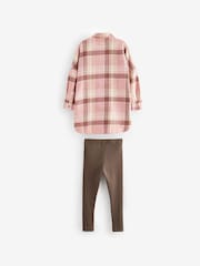 Pink Check 100% Cotton Shirt & Leggings Set (3-16yrs) - Image 6 of 7