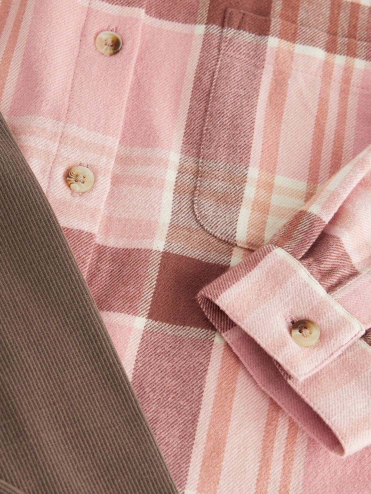 Pink Check 100% Cotton Shirt & Leggings Set (3-16yrs) - Image 7 of 7