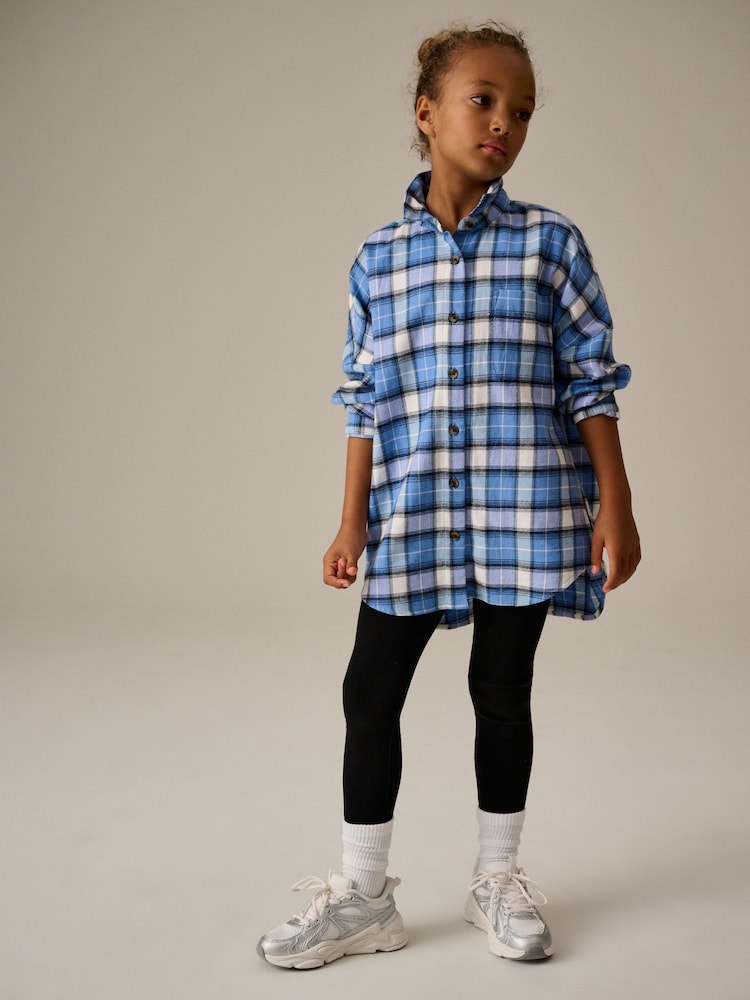 Blue Check 100% Cotton Shirt & Leggings Set (3-16yrs) - Image 1 of 6