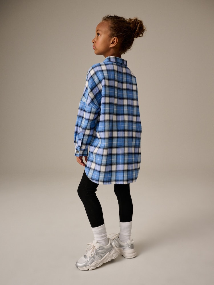 Blue Check 100% Cotton Shirt & Leggings Set (3-16yrs) - Image 2 of 6