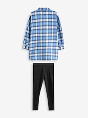 Blue Check 100% Cotton Shirt & Leggings Set (3-16yrs) - Image 5 of 6