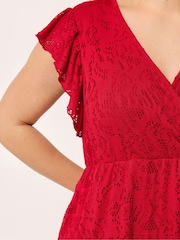 Rojo - Yours Curve Wrap Pointelle Dress - Imagen 4 de 5