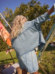 Denim Blue Diamante - سترة Shacket مزخرفة (3-16 سنة) - Image 3 of 7
