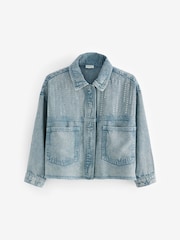 Denim Blue Diamante - سترة Shacket مزخرفة (3-16 سنة) - Image 4 of 7