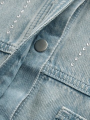 Denim Blue Diamante - سترة Shacket مزخرفة (3-16 سنة) - Image 7 of 7