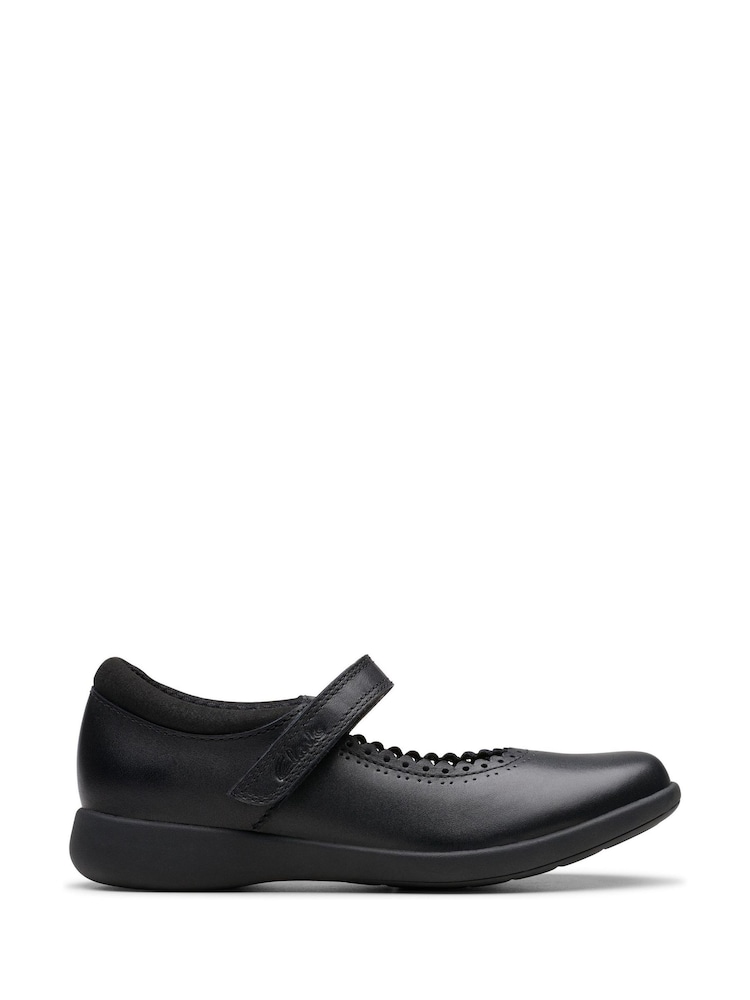 Clarks Black Wide Fit (G) Leather Etch Pure Shoes - Image 1 of 7