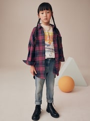 Purple 100% Cotton Check Shirt And T-Shirt Set (3-16yrs) - Image 1 of 10