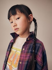 Purple 100% Cotton Check Shirt And T-Shirt Set (3-16yrs) - Image 5 of 10