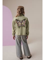 Khaki Green Butterfly Embellished Shacket (3-16yrs) - Image 3 of 4