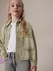 Khaki Green Butterfly Embellished Shacket (3-16yrs) - Image 4 of 4