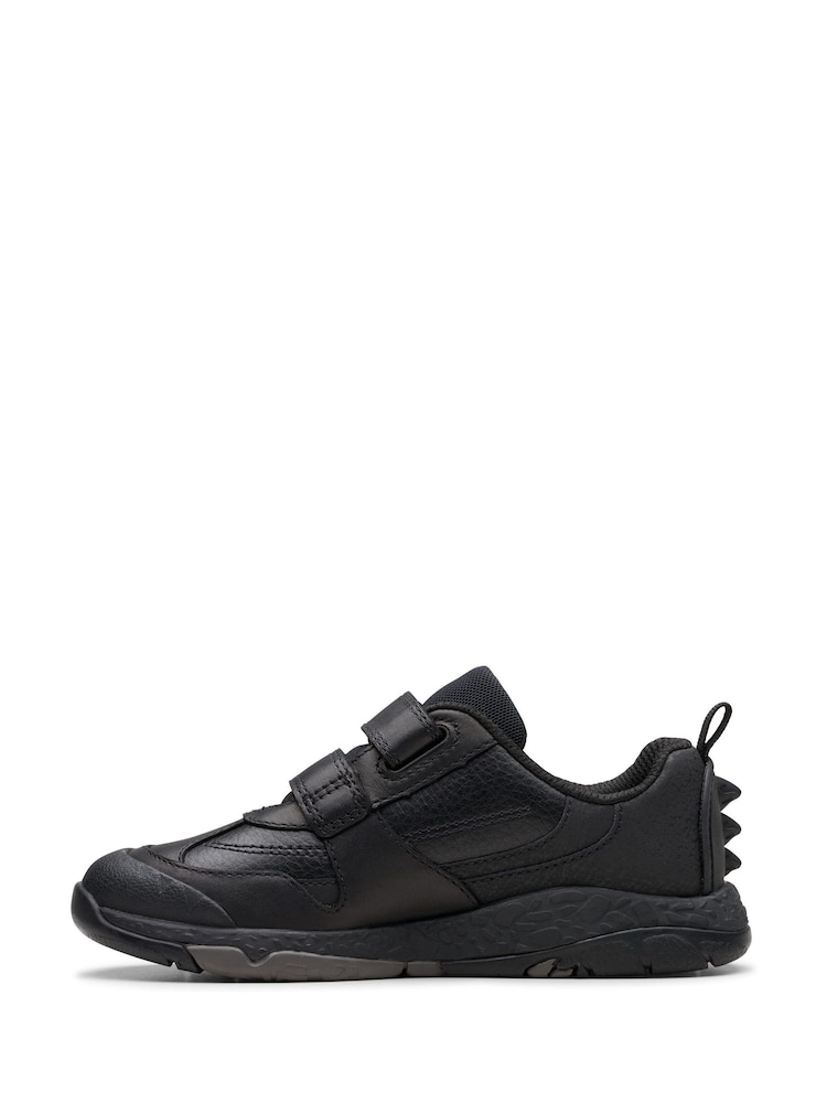 Clarks Black Wide Fit (G) Leather Steggy Pace Shoes - Image 2 of 6