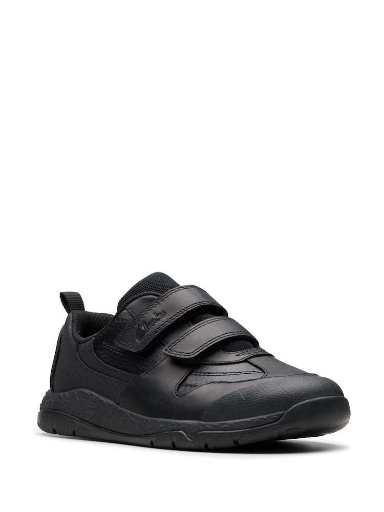 Clarks Black Wide Fit (G) Leather Steggy Pace Shoes - Image 3 of 6