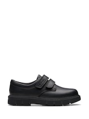 Clarks Black Standard Fit (F) Leather Lorcam Loop Shoes - Image 1 of 6