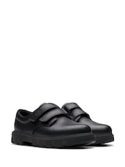 Clarks Black Standard Fit (F) Leather Lorcam Loop Shoes - Image 2 of 6