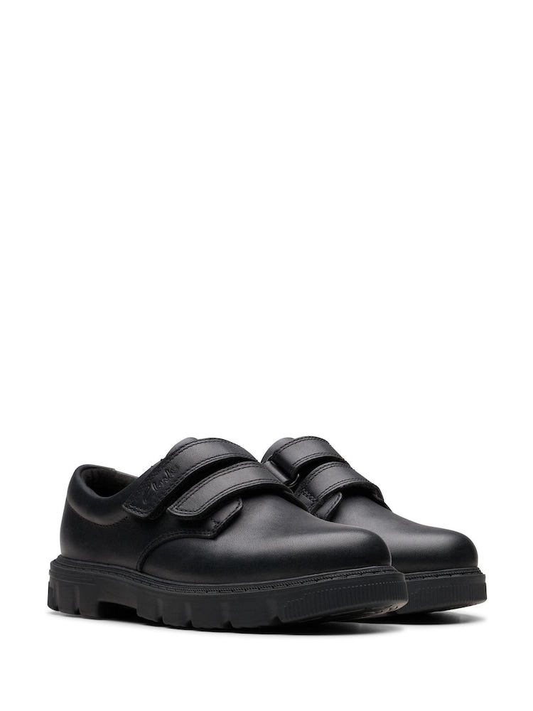 Clarks Black Standard Fit (F) Leather Lorcam Loop Shoes - Image 2 of 6