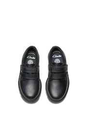 Clarks Black Standard Fit (F) Leather Lorcam Loop Shoes - Image 3 of 6