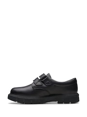 Clarks Black Standard Fit (F) Leather Lorcam Loop Shoes - Image 4 of 6
