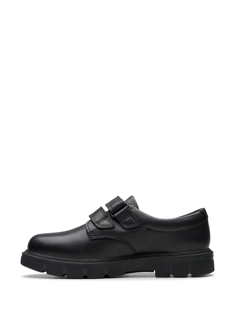 Clarks Black Standard Fit (F) Leather Lorcam Loop School Shoes - Image 4 of 6