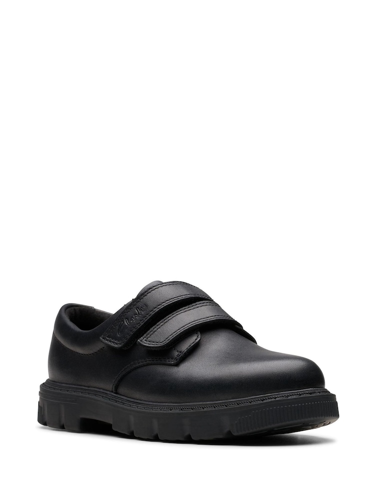 Clarks Black Standard Fit (F) Leather Lorcam Loop Shoes - Image 6 of 6