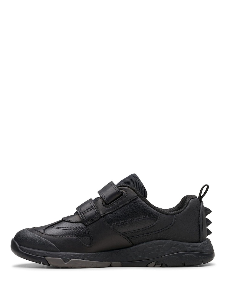 Clarks Black Extra Wide Fit (H) Leather Steggy Pace Shoes - Image 2 of 7