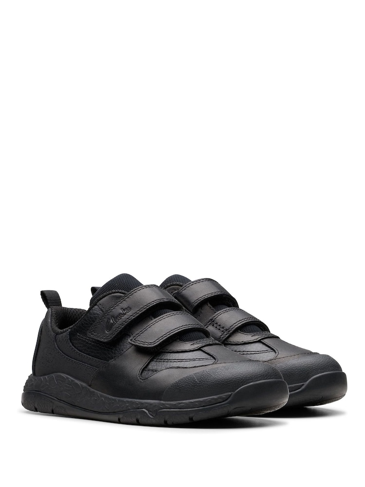 Clarks Black Extra Wide Fit (H) Leather Steggy Pace Shoes - Image 4 of 7
