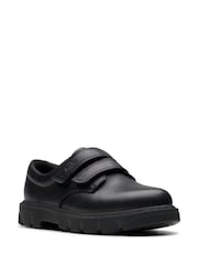 Clarks Black Wide Fit (G) Leather Lorcam Loop Shoes - Image 3 of 6