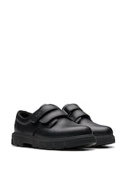 Clarks Black Wide Fit (G) Leather Lorcam Loop Shoes - Image 4 of 6