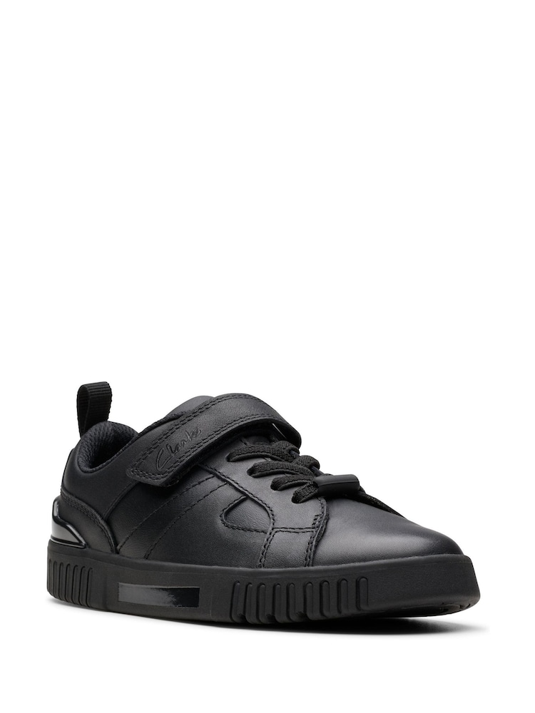Clarks Black Wide Fit (G) Leather Oslo Sky School Shoes - Image 7 of 7