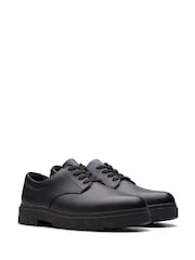 Clarks Black Standard Fit (F) Leather Lorcam Loop Shoes - Image 4 of 7
