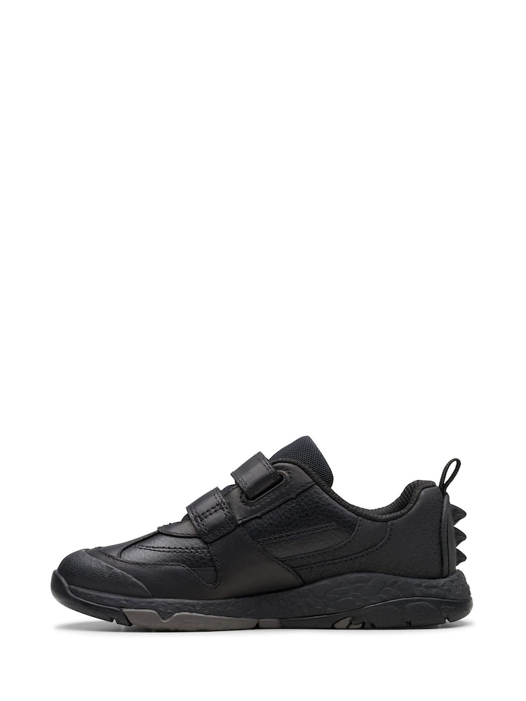 Clarks Black Standard Fit (F) Leather Steggy Pace Shoes - Image 2 of 7