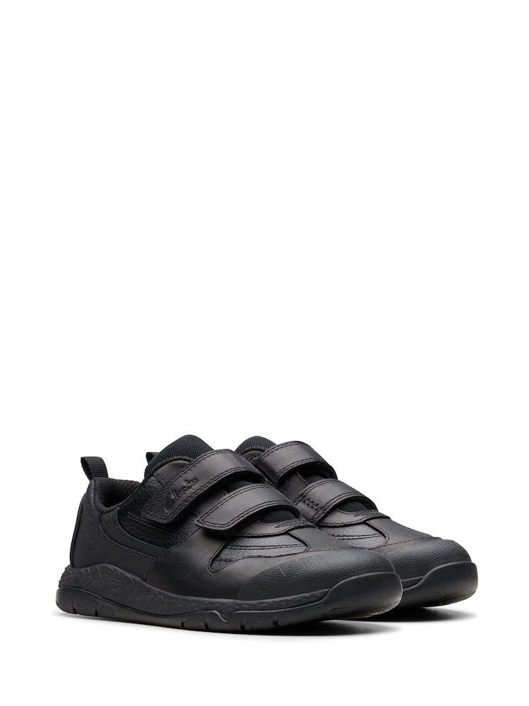 Clarks Black Standard Fit (F) Leather Steggy Pace School Shoes - Image 4 of 7