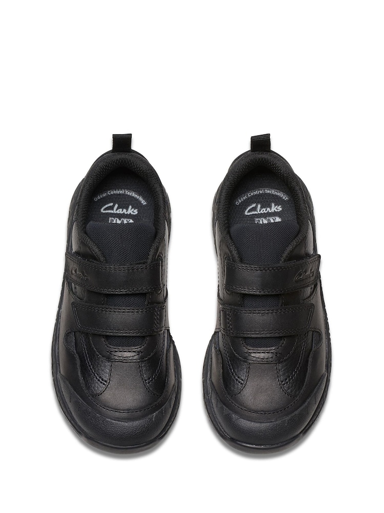 Clarks Black Standard Fit (F) Leather Steggy Pace School Shoes - Image 6 of 7