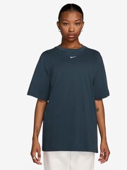 Nike Armory Navy Oversized Mini Swoosh Sportswear 100% Cotton T-Shirt - Image 1 of 3