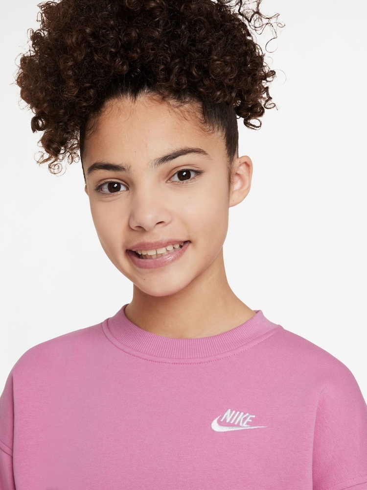 Nike Flamingo Pink Oversized Club Fleece Sweatshirt - Image 3 of 4