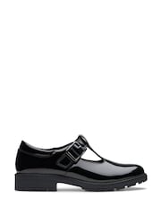 Clarks Black Standard Fit (F) Patent Loxham Bar Shoes - Image 1 of 8