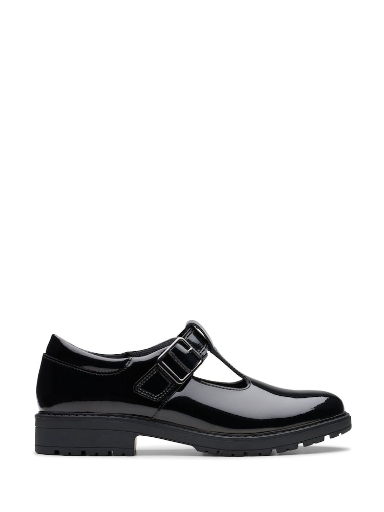 Clarks Black Standard Fit (F) Patent Loxham Bar Shoes - Image 1 of 8
