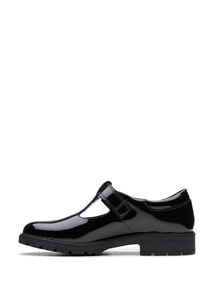 Clarks Black Standard Fit (F) Patent Loxham Bar Shoes - Image 2 of 8