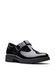 Clarks Black Standard Fit (F) Patent Loxham Bar Shoes - Image 3 of 8