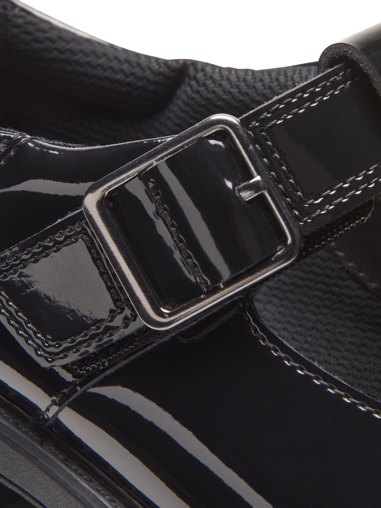 Clarks Black Standard Fit (F) Patent Loxham Bar Shoes - Image 8 of 8