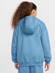 Błękit egejski - Polarowa bluza oversize z kapturem Nike Club zapinana na zamek - Image 2 of 8