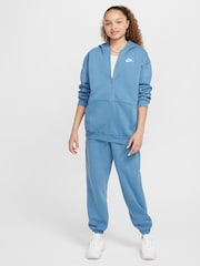Błękit egejski - Polarowa bluza oversize z kapturem Nike Club zapinana na zamek - Image 3 of 8