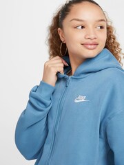 Błękit egejski - Polarowa bluza oversize z kapturem Nike Club zapinana na zamek - Image 4 of 8